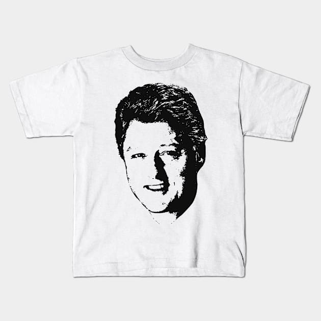 Bill Clinton Winning Smile Black On White Pop Art Kids T-Shirt by Nerd_art